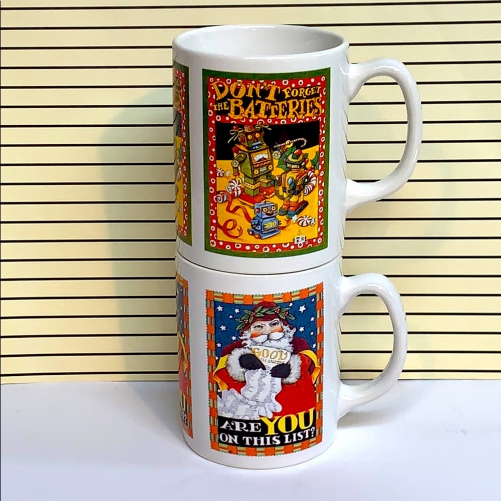 Set of 2 Mary Engelbreit Vintage Holiday Mugs